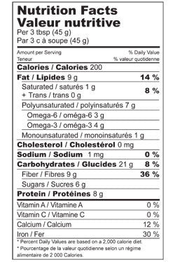 Nutrition Facts for Holy Crap single serve cereal cup