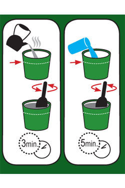 Serving directions for Holy Crap single serve cereal cups